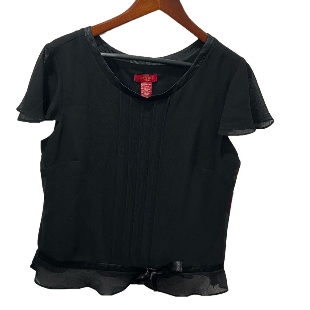 Sangria women’s short sleeve blouse size 14 NWT black color